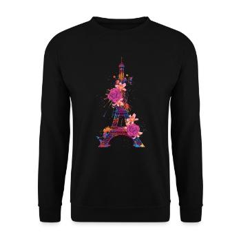 Paris, France, Tour Eiffel, Souvenir - Sweat-shirt Unisexe - noir - Devant - Alina (178cm) & Michal (187cm)