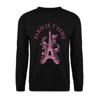 Paris, France, Tour Eiffel, Souvenir - Sweat-shirt Unisexe - noir - Devant - Alina (178cm) & Michal (187cm)