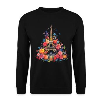 Paris, France, Tour Eiffel, Souvenir - Sweat-shirt Unisexe - noir - Devant - Alina (178cm) & Michal (187cm)
