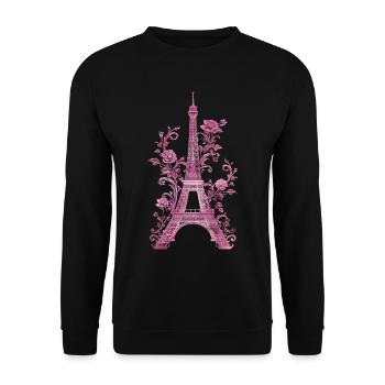 Paris Frankreich Eiffelturm Souvenir - Unisex Pullover - Schwarz - Vorne - Alina (178cm) & Michal (187cm)