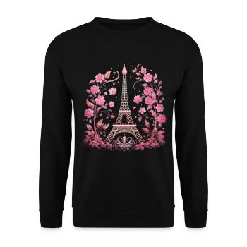 Paris, France, Tour Eiffel, Souvenir - Sweat-shirt Unisexe - noir - Devant - Alina (178cm) & Michal (187cm)