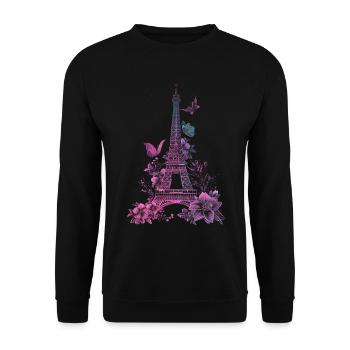 Paris Frankreich Eiffelturm Souvenir - Unisex Pullover - Schwarz - Vorne - Alina (178cm) & Michal (187cm)