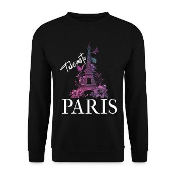Paris, France, Tour Eiffel, Souvenir - Sweat-shirt Unisexe - noir - Devant - Alina (178cm) & Michal (187cm)