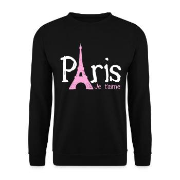 Paris, France, Tour Eiffel, Souvenir - Sweat-shirt Unisexe - noir - Devant - Alina (178cm) & Michal (187cm)