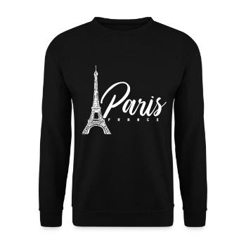 Paris, France, Tour Eiffel, Souvenir - Sweat-shirt Unisexe - noir - Devant - Alina (178cm) & Michal (187cm)