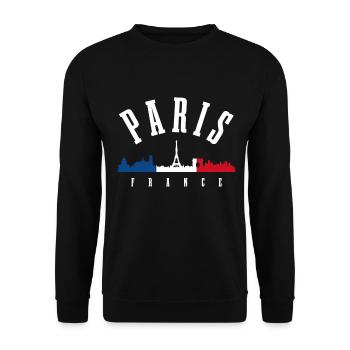 Paris, France, Tour Eiffel, Souvenir - Sweat-shirt Unisexe - noir - Devant - Alina (178cm) & Michal (187cm)