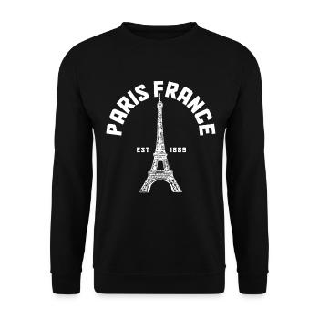 Paris, France, Tour Eiffel, Souvenir - Sweat-shirt Unisexe - noir - Devant - Alina (178cm) & Michal (187cm)