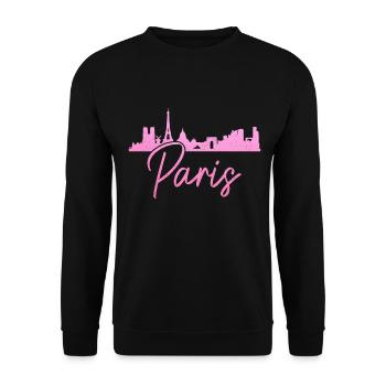 Paris, France, Tour Eiffel, Souvenir - Sweat-shirt Unisexe - noir - Devant - Alina (178cm) & Michal (187cm)
