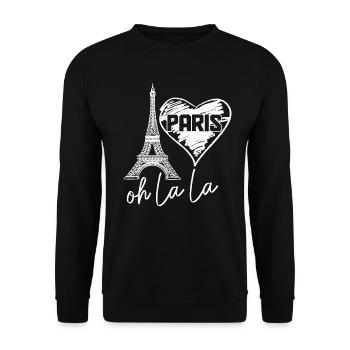 Paris, France, Tour Eiffel, Souvenir - Sweat-shirt Unisexe - noir - Devant - Alina (178cm) & Michal (187cm)