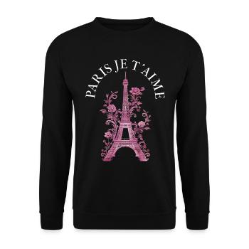 Paris, France, Tour Eiffel, Souvenir - Sweat-shirt Unisexe - noir - Devant - Alina (178cm) & Michal (187cm)