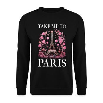 Paris, France, Tour Eiffel, Souvenir - Sweat-shirt Unisexe - noir - Devant - Alina (178cm) & Michal (187cm)