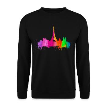 Paris, France, Tour Eiffel, Souvenir - Sweat-shirt Unisexe - noir - Devant - Alina (178cm) & Michal (187cm)