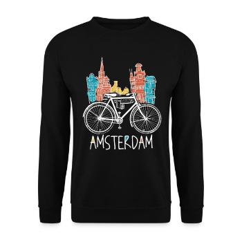 Amsterdam Pays-Bas Hollande Souvenir - Sweat-shirt Unisexe - noir - Devant - Alina (178cm) & Michal (187cm)