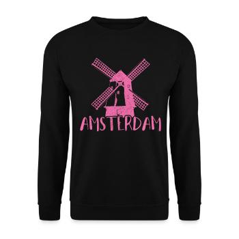Amsterdam Pays-Bas Hollande Souvenir - Sweat-shirt Unisexe - noir - Devant - Alina (178cm) & Michal (187cm)