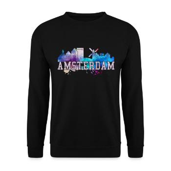 Amsterdam Pays-Bas Hollande Souvenir - Sweat-shirt Unisexe - noir - Devant - Alina (178cm) & Michal (187cm)