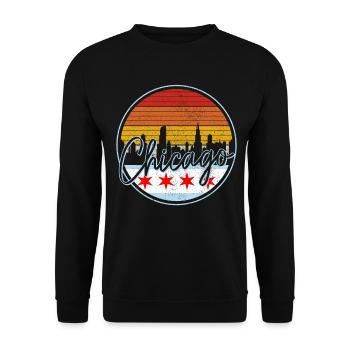 Chicago, Illinois - Unisex Pullover - Schwarz - Vorne - Alina (178cm) & Michal (187cm)