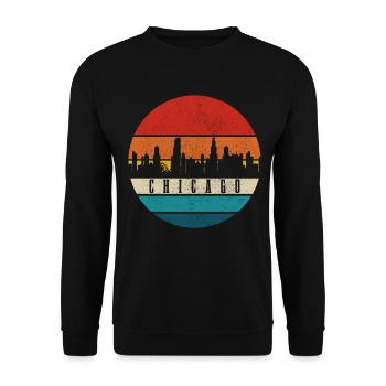 Chicago, Illinois - Unisex Pullover - Schwarz - Vorne - Alina (178cm) & Michal (187cm)