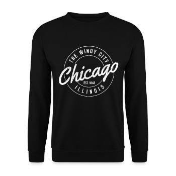 Chicago, Illinois - Unisex Pullover - Schwarz - Vorne - Alina (178cm) & Michal (187cm)