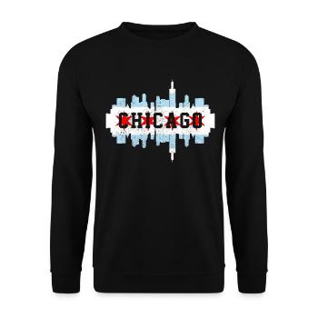 Chicago, Illinois - Unisex Pullover - Schwarz - Vorne - Alina (178cm) & Michal (187cm)