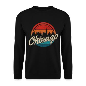 Chicago, Illinois - Unisex Pullover - Schwarz - Vorne - Alina (178cm) & Michal (187cm)