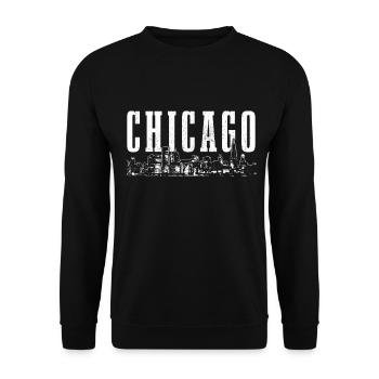 Chicago, Illinois - Unisex Pullover - Schwarz - Vorne - Alina (178cm) & Michal (187cm)