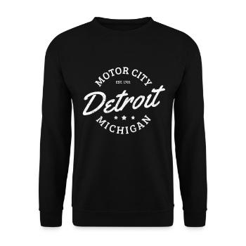 Detroit Michigan Motor City USA Souvenir - Unisex Sweatshirt - black - Front - Alina (178cm) & Michal (187cm)