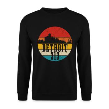 Detroit Michigan Motor City USA Souvenir - Unisex Sweatshirt - black - Front - Alina (178cm) & Michal (187cm)