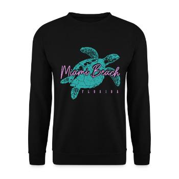 Miami Beach Florida USA Retro Vintage - Unisex Pullover - Schwarz - Vorne - Alina (178cm) & Michal (187cm)