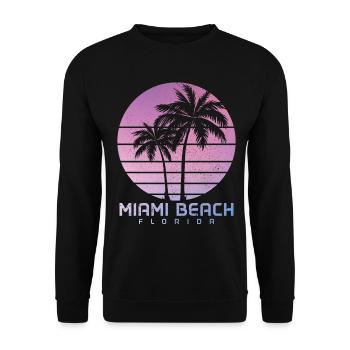 Miami Beach Florida USA Retro Vintage - Unisex Pullover - Schwarz - Vorne - Alina (178cm) & Michal (187cm)