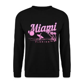 Miami Beach Florida USA Retro Vintage - Unisex Pullover - Schwarz - Vorne - Alina (178cm) & Michal (187cm)