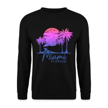Miami Beach, Floride, États-Unis, rétro, Vintage - Sweat-shirt Unisexe - noir - Devant - Alina (178cm) & Michal (187cm)