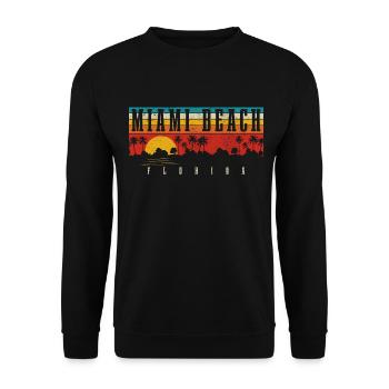 Miami Beach Florida USA Retro Vintage - Unisex Pullover - Schwarz - Vorne - Alina (178cm) & Michal (187cm)