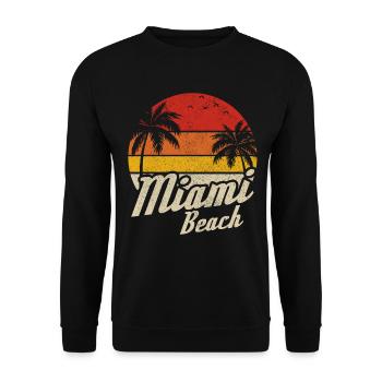 Miami Beach Florida USA Retro Vintage - Unisex Pullover - Schwarz - Vorne - Alina (178cm) & Michal (187cm)