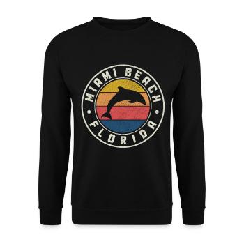 Miami Beach Florida USA Retro Vintage - Unisex Pullover - Schwarz - Vorne - Alina (178cm) & Michal (187cm)