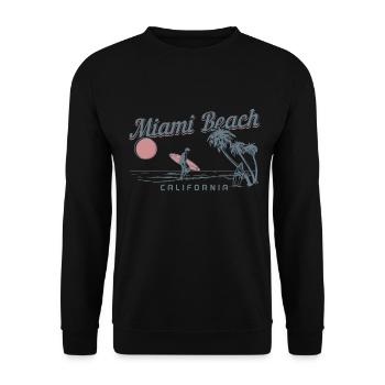 Miami Beach Florida USA Retro Vintage - Unisex Pullover - Schwarz - Vorne - Alina (178cm) & Michal (187cm)