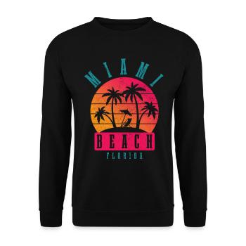 Miami Beach Florida USA Retro Vintage - Unisex Pullover - Schwarz - Vorne - Alina (178cm) & Michal (187cm)