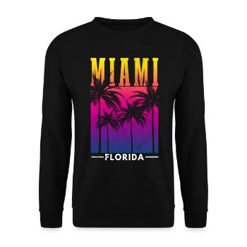 Miami Florida USA Retro Vintage - Unisex Pullover - Schwarz - Vorne - Alina (178cm) & Michal (187cm)