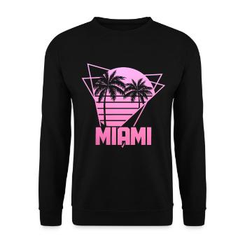 Miami Florida USA Retro Vintage - Unisex Pullover - Schwarz - Vorne - Alina (178cm) & Michal (187cm)