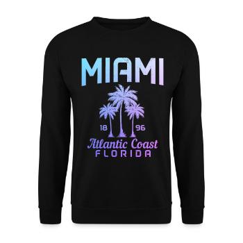 Miami Florida USA Retro Vintage - Unisex Pullover - Schwarz - Vorne - Alina (178cm) & Michal (187cm)
