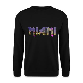 Miami Florida USA Retro Vintage - Unisex Pullover - Schwarz - Vorne - Alina (178cm) & Michal (187cm)