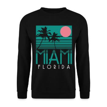 Miami Florida USA Retro Vintage - Unisex Pullover - Schwarz - Vorne - Alina (178cm) & Michal (187cm)