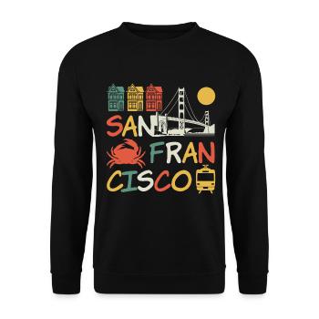 San Francisco California Souvenir - Unisex Sweatshirt - black - Front - Alina (178cm) & Michal (187cm)