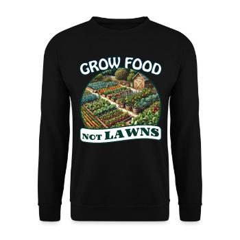 Anbau von Lebensmitteln statt Rasen Permakultur Food Forest - Unisex Pullover - Schwarz - Vorne - Alina (178cm) & Michal (187cm)