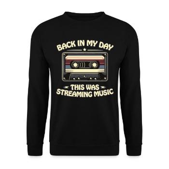 Rétro des années 80 des années 90 cassette de retour dans ma nostalgie de jour - Sweat-shirt Unisexe - noir - Devant - Alina (178cm) & Michal (187cm)