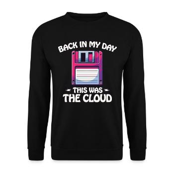 Back In My Day Retro 3,5 Zoll Diskette - Unisex Pullover - Schwarz - Vorne - Alina (178cm) & Michal (187cm)