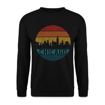 Chicago Illinois Souvenir Gift - Unisex Sweatshirt - black - Front - Alina (178cm) & Michal (187cm)