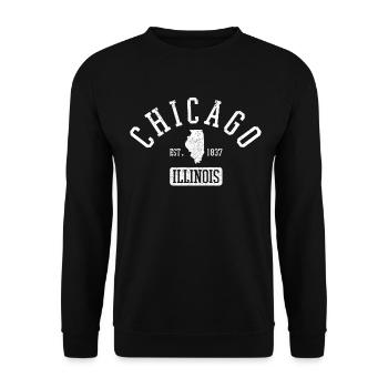 Chicago Illinois Souvenir Gift - Unisex Sweatshirt - black - Front - Alina (178cm) & Michal (187cm)