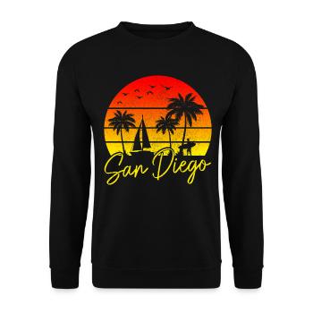 San Diego Kalifornien Vintage Souvenir - Unisex Pullover - Schwarz - Vorne - Alina (178cm) & Michal (187cm)