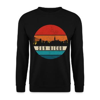 San Diego Kalifornien Vintage Souvenir - Unisex Pullover - Schwarz - Vorne - Alina (178cm) & Michal (187cm)
