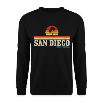 San Diego Kalifornien Vintage Souvenir - Unisex Pullover - Schwarz - Vorne - Alina (178cm) & Michal (187cm)